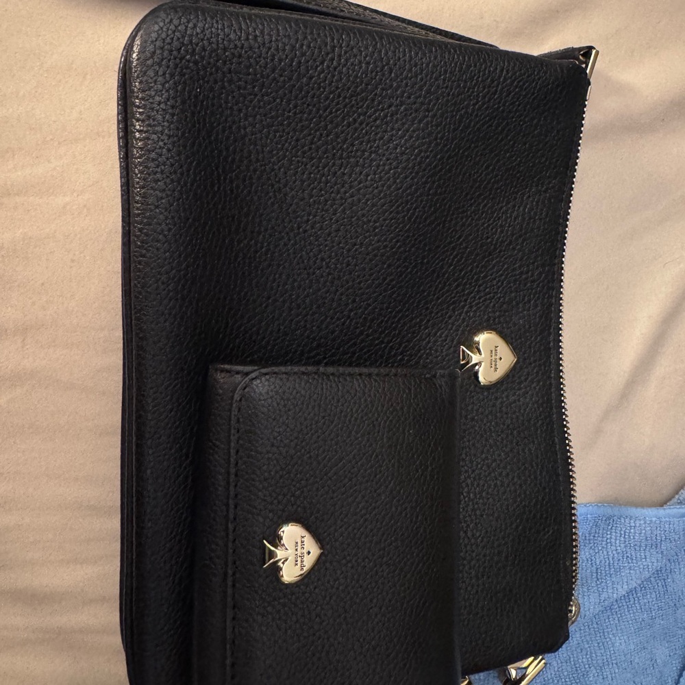 Kate Spade Black Leather Bag and Wallet Set